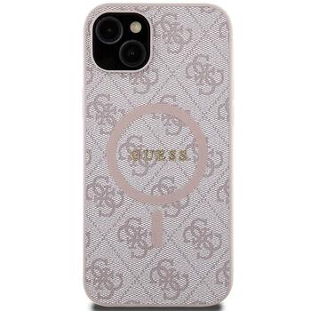 Guess 4G Collection Leather Metal Logo MagSafe Чехол для Apple iPhone 13 / 14 / 15 (GUHMP14SG4GFRP)