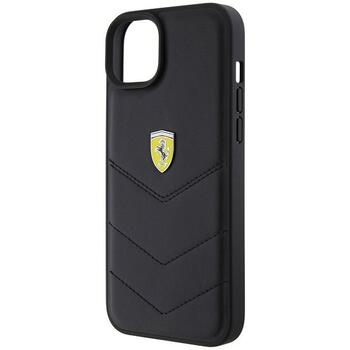 Ferrari Quilted Metal Logo Back Case Aizsargapvalks Priekš Apple iPhone 15 Plus (FEHCP15MRDUK)
