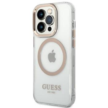 Guess GUHMP14LHTRMD Metal Outline MagSafe Aizsargapvalks priekš iPhone 14 Pro 6,1