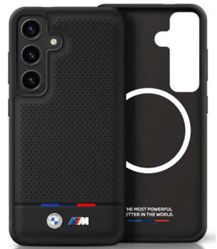 BMW Leather Tricolor Stripe with MagSafe Чехол для Samsung Galaxy S25 (BMHMS25S24PUHOTK)