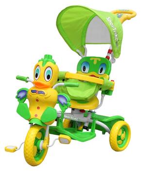RoGer Duck Детский Трёхколёсный Велосипед С Ручкой Зеленый (5903864979619)
