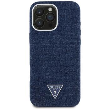 Case Guess Denim Triangle Logo MagSafe Защитный чехол для iPhone 16 Pro Max / синий (GUHMP16XRJFWTLB)