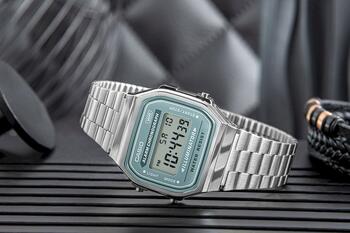 CASIO VINTAGE A168WA-3AYES Vīriešu pulkstenis / sudraba/zaļš (A168WA-3AYES)