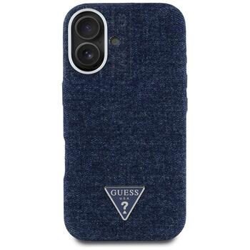 Case Guess Denim Triangle Logo MagSafe Защитный чехол для iPhone 16 / синий (GUHMP16SRJFWTLB)
