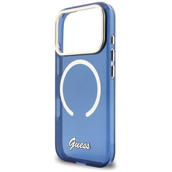 Case Guess IML Script Metal MagSafe Защитный чехол для iPhone 17 Pro Max / синий (GUHMP17X5HTCSMSB)