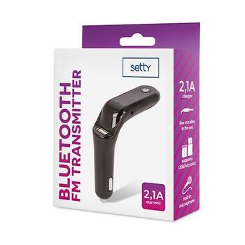 Setty TFM-02 FM Transmitter Bluetooth 5.0 / microSD / USB / AUX / 2.1A (GSM098221)