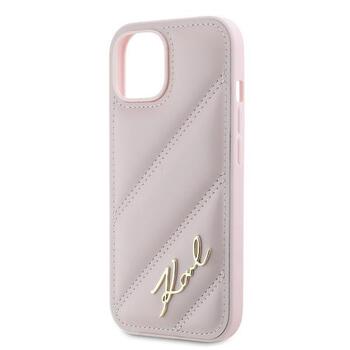Karl Lagerfeld KLHCP15MPQDSMGP Hardcase Diagonal Quilted Sc Aizsargapvalks priekš iPhone 15 Plus/14 Plus 6.7