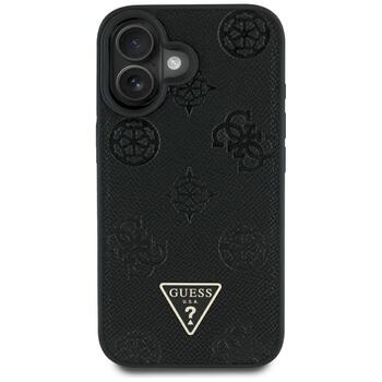 Case Guess Grained Hot Stamp Peony Triangle Logo MagSafe Защитный чехол для iPhone 16 / чёрный (GUHMP16SPGBTMK)