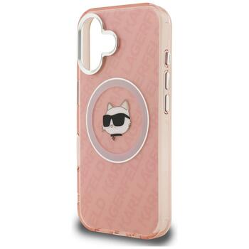 Karl Lagerfeld IML Choupette Head Logo MagSafe Защитный чехол для iPhone 16 / розовый (KLHMP16SHMKBCHP)