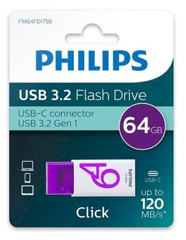 Philips Click USB-C 3.2 флеш-память 64GB (FM64FD175B/00)