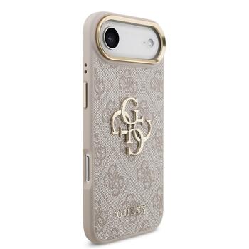 Guess PU Leather 4G Metal Logo Gold Frame Case Защитный чехол для iPhone Air / розовый (GUHCP17M4GMGCPI)