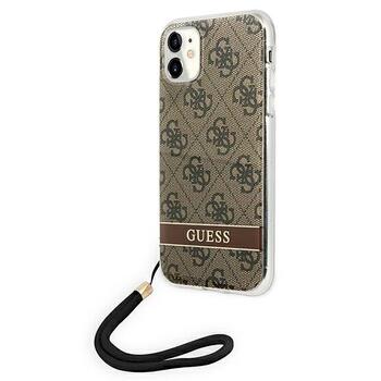 Guess GUOHCN61H4STW Hardcase 4G Print Strap Aizsargapvalks priekš iPhone 11 / brūns (GUOHCN61H4STW)
