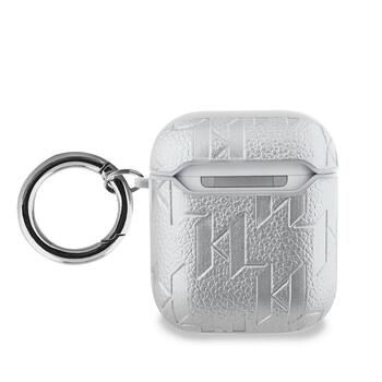 Karl Lagerfeld PU Embossed Karl and Choupette Heads Case Защитный чехол для AirPods 1/2 / серебристый (KLA2PGKCPS)