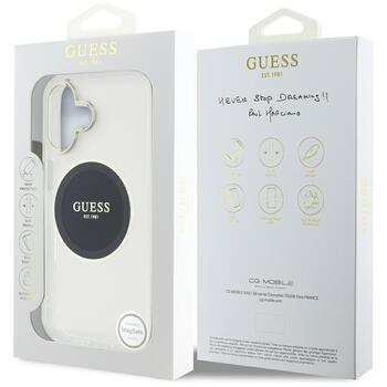 Guess IML Metal Colored Circle Classic Logo MagSafe Aizsargapvalks priekš iPhone 16 / melns (GUHMP16SHTDRCEDK)