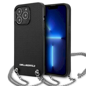 Karl Lagerfeld KLHCP13LPMK Leather Textured and Chain Aizsargapvalks priekš iPhone 13 Pro / 13 6,1