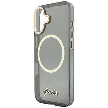 Case Guess IML Script Metal MagSafe Защитный чехол для iPhone 17 / чёрный (GUHMP17S5HTCSMSK)