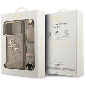Guess 4G Big 4G Classic Logo Big Strap Metal Buttons Case Aizsargapvalks priekš iPhone 17 Pro / rozā (GUHCP17LP4G4BCSP)