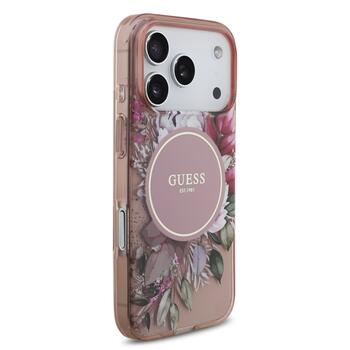 Guess IML Flowers Strap MagSafe Case Защитный чехол для iPhone 17 Pro / розовый (GUHMP17LHFWBRCESP)