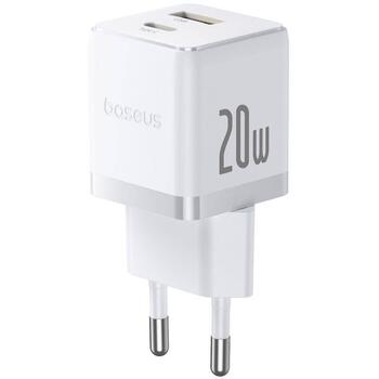 Baseus Palm Fast Charger Зарядное устройство USB-A + USB-C 20W / белый (P10111608213-00)