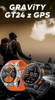 GRAVITY Smartwatch GT24-2 GPS Смарт-часы с чёрным силиконовым ремешком + белым силиконовым ремешком / чёрный (GT24-2)