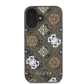 Guess PU 4G Peony MagSafe Case Защитный чехол для iPhone 16 / коричневый (GUHMP16SP4PWPW)