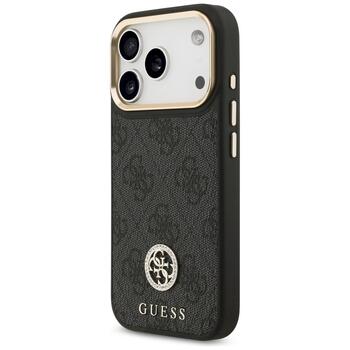 Guess 4G Strass Logo & Big Strap Metal Buttons MagSafe Защитный чехол для iPhone 17 Pro / чёрный (GUHMP17LP4G4DCSK)