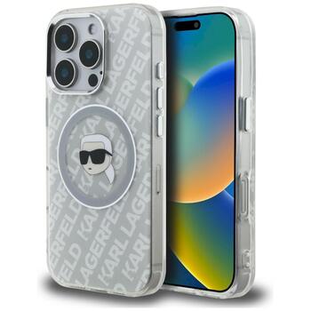 Case Karl Lagerfeld IML Karl Head Logo MagSafe Защитный чехол для iPhone 16 Pro / серый (KLHMP16LHMKBKHG)
