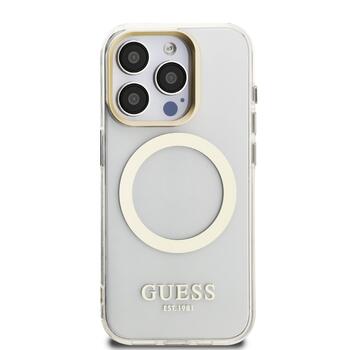Guess IML Gold Outline Stand Camera Frame MagSafe Case Чехол для Apple iPhone 15 Pro (GUHMP15LHTRMSFD)