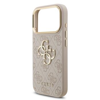 Guess PU Leather 4G Metal Logo Gold Frame Case Защитный чехол для iPhone 17 Pro / розовый (GUHCP17L4GMGCPI)