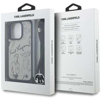 Karl Lagerfeld Crossbody Grained Pattern & Logo Case Aizsargapvalks priekš iPhone 16 Pro Max / pelēks (KLHCP16XPGGRMPCG)
