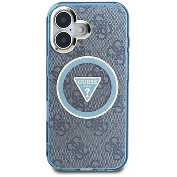 Guess IML Metal Glitter 4G Circle Triangle MagSafe Aizsargapvalks priekš iPhone 16 / zils (GUHMP16SHG4PRTGB)