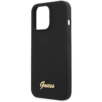 Guess GUHCP13XLSLMGBK Silicone Script Gold Logo Aizsargapvalks priekš iPhone 13 Pro Max 6.7