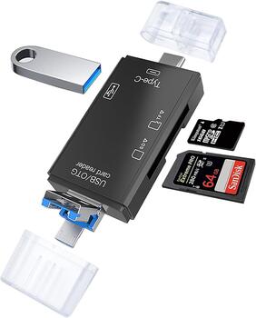 RoGer OTG USB-C/USB/microUSB Считыватель карт памяти TF / SD + USB 2.0 (RO-OTGREADERTFSD)