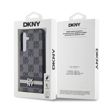 DKNY PU Leather Checkered Pattern and Stripe Case Защитный чехол для Samsung Galaxy S24 / чёрный (DKHCS24SPCPTSSK)