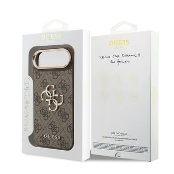 Guess PU Leather 4G Metal Logo Gold Frame Case Защитный чехол для iPhone Air / коричневый (GUHCP17M4GMGCBR)