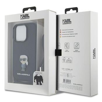 Karl Lagerfeld Crossbody Saffiano Monogram Metal Pin Karl & Choupette Back Case Aizsargapvalks Priekš Apple iPhone 15 Pro (KLHCP15LSASKNPSK)