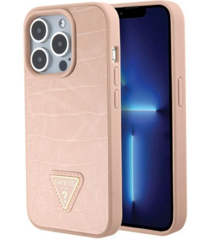 Guess Croco Triangle Logo Aizsargapvalks Priekš Apple iPhone 15 Pro (GUHCP15LPCRTHCP)