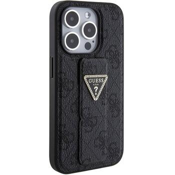 Guess GUHCP15XPGS4TDK Grip Stand 4G Triangle Strass Aizsargapvalks priekš iPhone 15 Pro Max 6.7