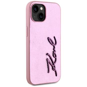 Case Karl Lagerfeld Wrinkled Metal Signature Защитный чехол для iPhone 15 / розовый (KLHCP15SPFMFBKMP)