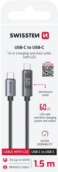 Swissten LCD Кабель USB-C - USB-C 1.5m (71551074)