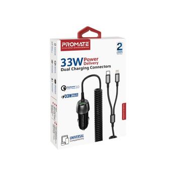 Promate PowerDrive-33PDCI Auto lādētājs 33W / USB-C / Lightning (POWERDRIVE33PDCI)