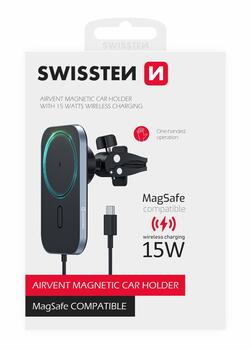 Swissten Magsafe Air Vent Универсальный Держатель C 15W Беспроводной Зарядкой (65010609)