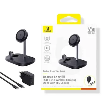 Baseus EnerFill FS41 3-в-1 Зарядная станция с охлаждением EU-вилка 45W USB-C to USB-C / чёрная (P10281904123-01)