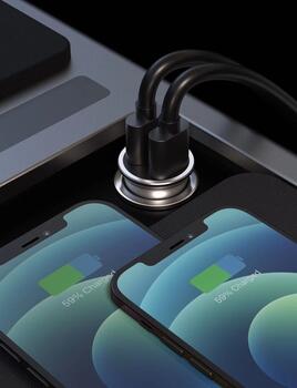 Swissten Metal Премиум Автомобильная зарядка 2 x USB / 4.8A (20115100)