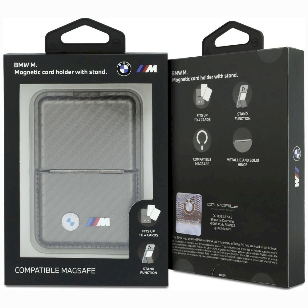 BMW M Carbon Wallet Case Metal Logos MagSafe Telefona maciņš ar rāvējslēdzēju / antracīts (BMOWMCS26PCILA)