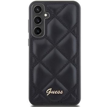 Guess GUHCS23FEPSQSQSK Quilted Metal Logo Aizsargapvalks priekš Samsung Galaxy S23 FE / melns (GUHCS23FEPSQSQSK)