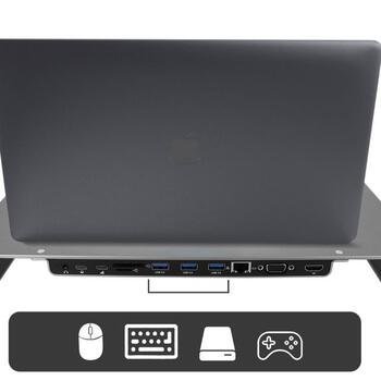 Swissten Многофункциональный Док USB-C станция для портативного компьютера / HDMI / USB 3.0 / 2x USB-C / RJ45 / SD / Micro SD / VGA / Audio (44040104)