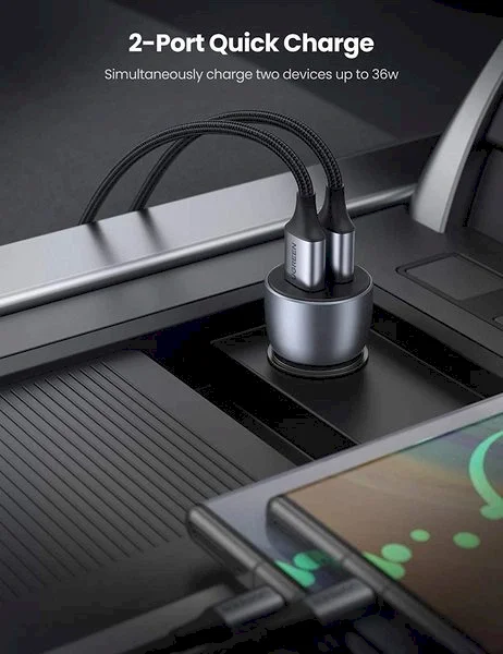 Ugreen CD213 2x USB-A Auto Lādētājs 36W (CD213)