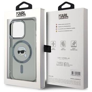 Karl Lagerfeld KLHMP15LHLSKIK Hardcase IML Metal Karl Head MagSafe Aizsargapvalks priekš iPhone 15 Pro 6.1