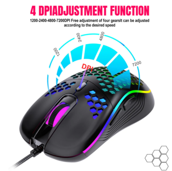RoGer S4 Vadu Spēļu Pele DPI 7200 / RGB (ROS4-BK)